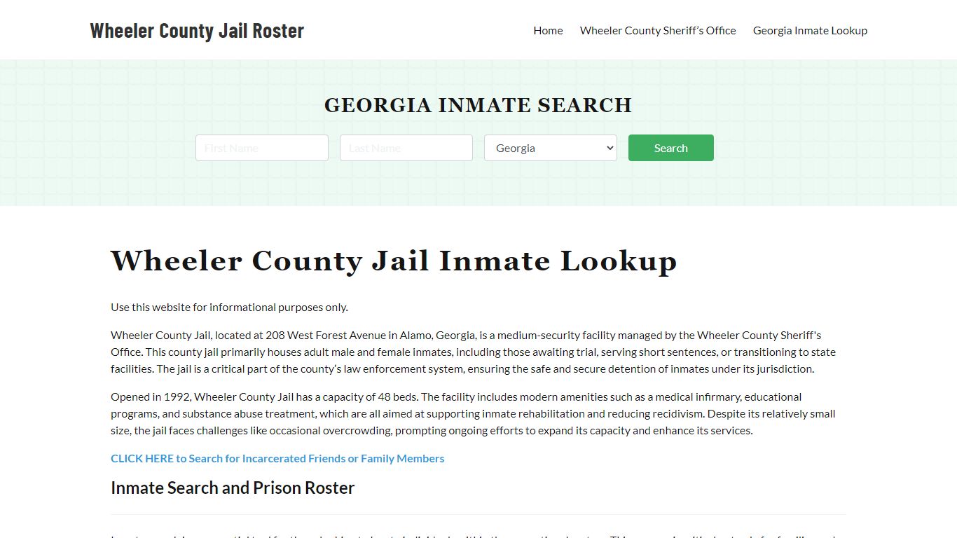 Wheeler County Jail Roster Lookup, GA, Inmate Search